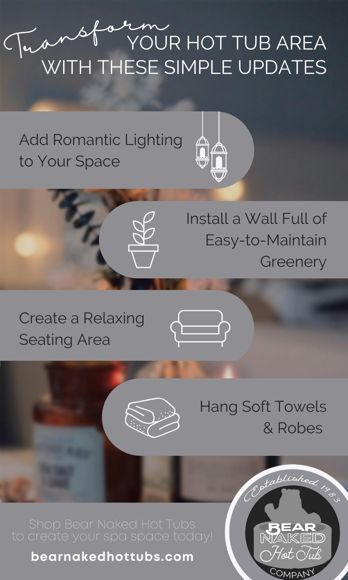 How To Create a Luxurious Hot Tub Spa Experience infographic