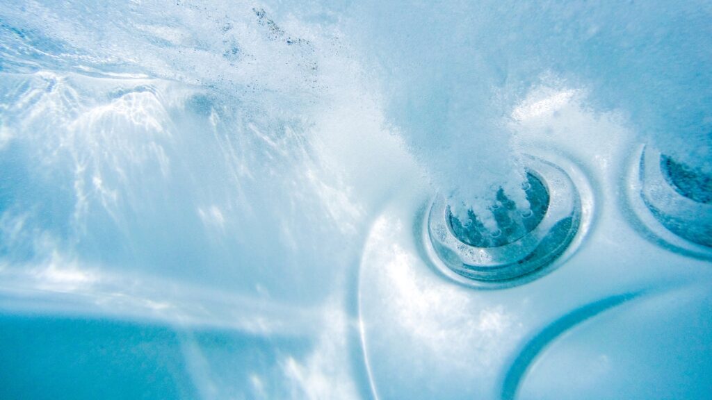close up of hot tub jets
